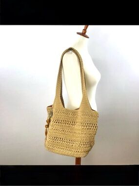 LINA Tan Macromet Shoulder Tote Bag with Pink Floral Lining